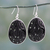 Carved onyx flower earrings, 'Gujurat Bouquet' - Indian Sterling Silver Earrings with Carved Onyx Flowers