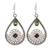 Peridot and garnet dangle earrings, 'Jali Glamour' - Traditional Indian Silver Earrings with Peridot and Garnet (image 2a) thumbail