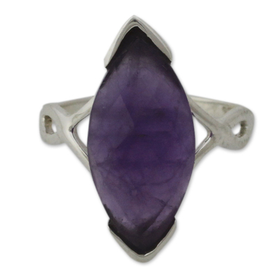 Modern Amethyst and Sterling Silver Cocktail Ring