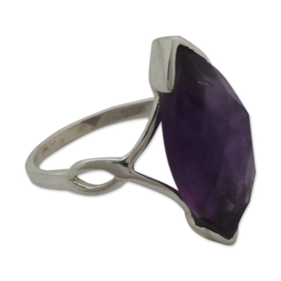 Amethyst cocktail ring, 'Marquise Princess' - Modern Amethyst and Sterling Silver Cocktail Ring