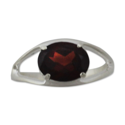 Classic Handmade Sterling Silver and Garnet Solitaire Ring