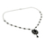Onyx Y necklace, 'Night Drama' - Floral Sterling Silver and Onyx Hand Crafted Y Necklace (image 2b) thumbail