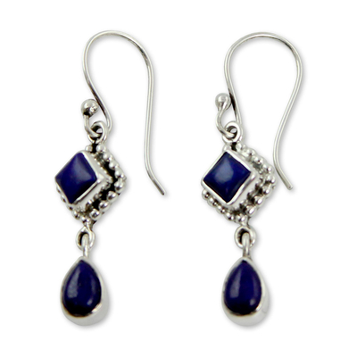 Lapis Lazuli and Sterling Silver Earrings Handmade in India