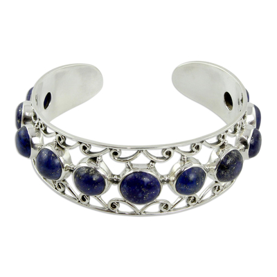Lapis Lazuli and Sterling Silver Cuff Bracelet from India - Nostalgia ...