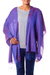 Silk and cotton shawl, 'Lapis Wine' - Silk and Wool Blend Lightweight Purple Shawl from India thumbail