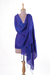 Silk and cotton shawl, 'Lapis Wine' - Silk and Wool Blend Lightweight Purple Shawl from India (image 2d) thumbail