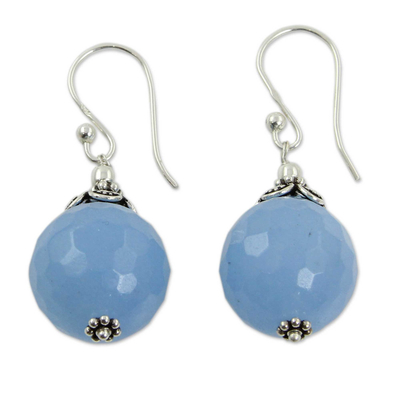 Artisan Crafted Blue Chalcedony and Sterling Silver Earrings