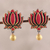 Terrakotta-Blumenohrringe - Rosa und goldfarbene handbemalte Terrakotta-Ohrringe