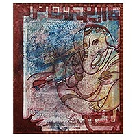 'Devotion' - Lord Ganesha Hinduism Signed Painting Artwork from India