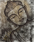 „Friedlicher Buddha II“ – Original Indien signiertes Gemälde von Buddha