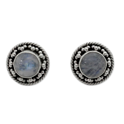Artisan Crafted Sterling Silver Rainbow Moonstone Earrings