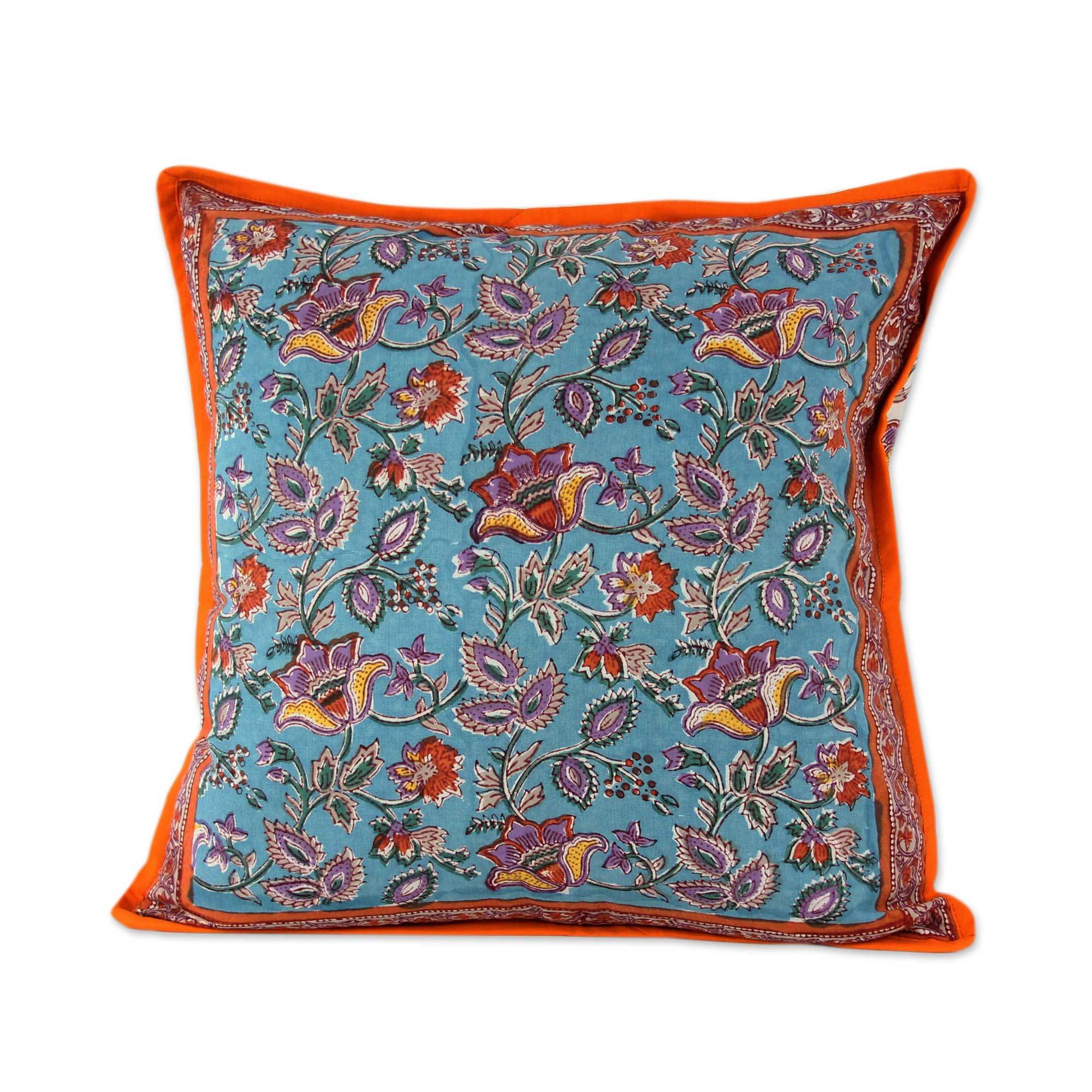 UNICEF Market Set of 2 Reversible Indian Block Print Cotton Cushion