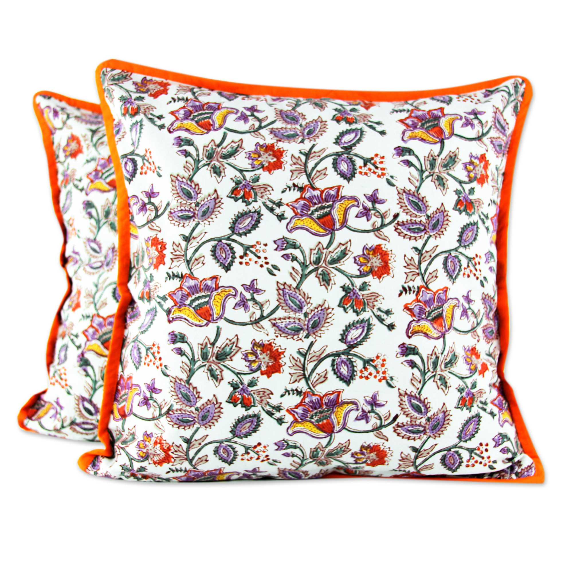 UNICEF Market Set of 2 Reversible Indian Block Print Cotton Cushion