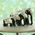 Lacquered wood sculptures, 'Grey Elephant Trio' (set of 3) - Set of 3 Hand-Painted Carved Wood Elephant Sculptures thumbail