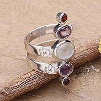 Multi-gemstone cocktail ring, Spiral Enchantment