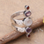 Multi-gemstone cocktail ring, 'Spiral Enchantment' - Silver Moonstone Artisan Ring with Amethyst and Garnet thumbail