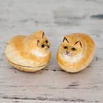 Papier mache boxes, 'Charismatic Cats' (pair) - Artisan Crafted Decorative Papier Mache Cat Boxes