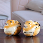 Papier mache boxes, 'Charismatic Rabbits' (pair) - Artisan Crafted Papier Mache Decorative Bunny Boxes (Pair)