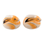 Papier mache boxes, 'Charismatic Rabbits' (pair) - Artisan Crafted Papier Mache Decorative Bunny Boxes (Pair)