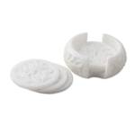 Marble coasters, 'White Agra Rose' (set of 6) - 6 Carved White Indian Marble Coasters and Holder