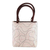 Leather accent cotton tote handbag, 'Peach Blossom' - India Chain Stitch Embroidery Leather Accent Cotton Tote (image 2c) thumbail