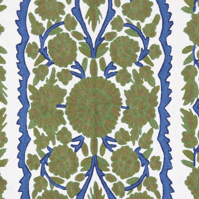 Wool chain stitch rug, 'Hallowed Forest' (4x6) - India Green Chain Stitch Wool on Cotton Rug (4 x 6)