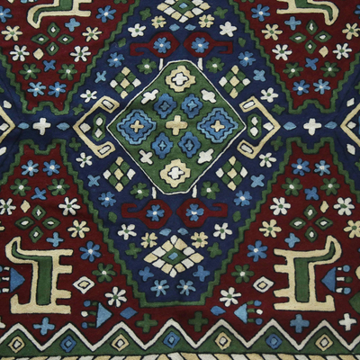 Wollkettenstich-Teppich, (4x6) - Kettenstichteppich aus Wolle auf Baumwolle (4 x 6)