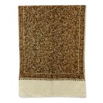 Wool shawl, 'Golden Chrysanthemums' - Chain Stitch Embroidered Brown and Yellow Floral Shawl