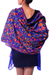 Wool shawl, 'Colorful Crocus' - Blue Floral Shawl with Colorful Chain Stitch Embroidery (image 2c) thumbail