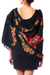 Wool shawl, 'Kaleidoscope Daffodils' - Multicolor Flowers Embroidered on Black Wool Shawl (image 2c) thumbail