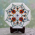 Marble inlay decorative plate, 'Floral Maze' - Floral Inlay on Marble Decorative Plate with Stand