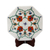 Placa decorativa con incrustaciones de mármol - Incrustación floral en plato decorativo de mármol con soporte