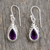 Amethyst dangle earrings, 'Mughal Adoration' - Fair Trade Amethyst and Sterling Silver Earrings from India thumbail