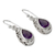 Amethyst dangle earrings, 'Mughal Adoration' - Fair Trade Amethyst and Sterling Silver Earrings from India (image 2b) thumbail
