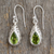 Peridot dangle earrings, 'Mughal Adoration' - Peridot and Sterling Silver Earrings Fair Trade Jewelry (image 2) thumbail