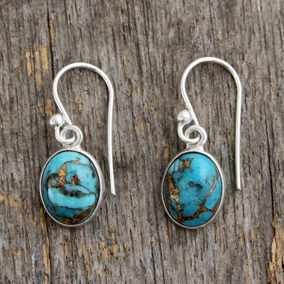 Sterling silver dangle earrings, 'Sky Harmony' - Blue Composite Turquoise Indian Sterling Silver Earrings