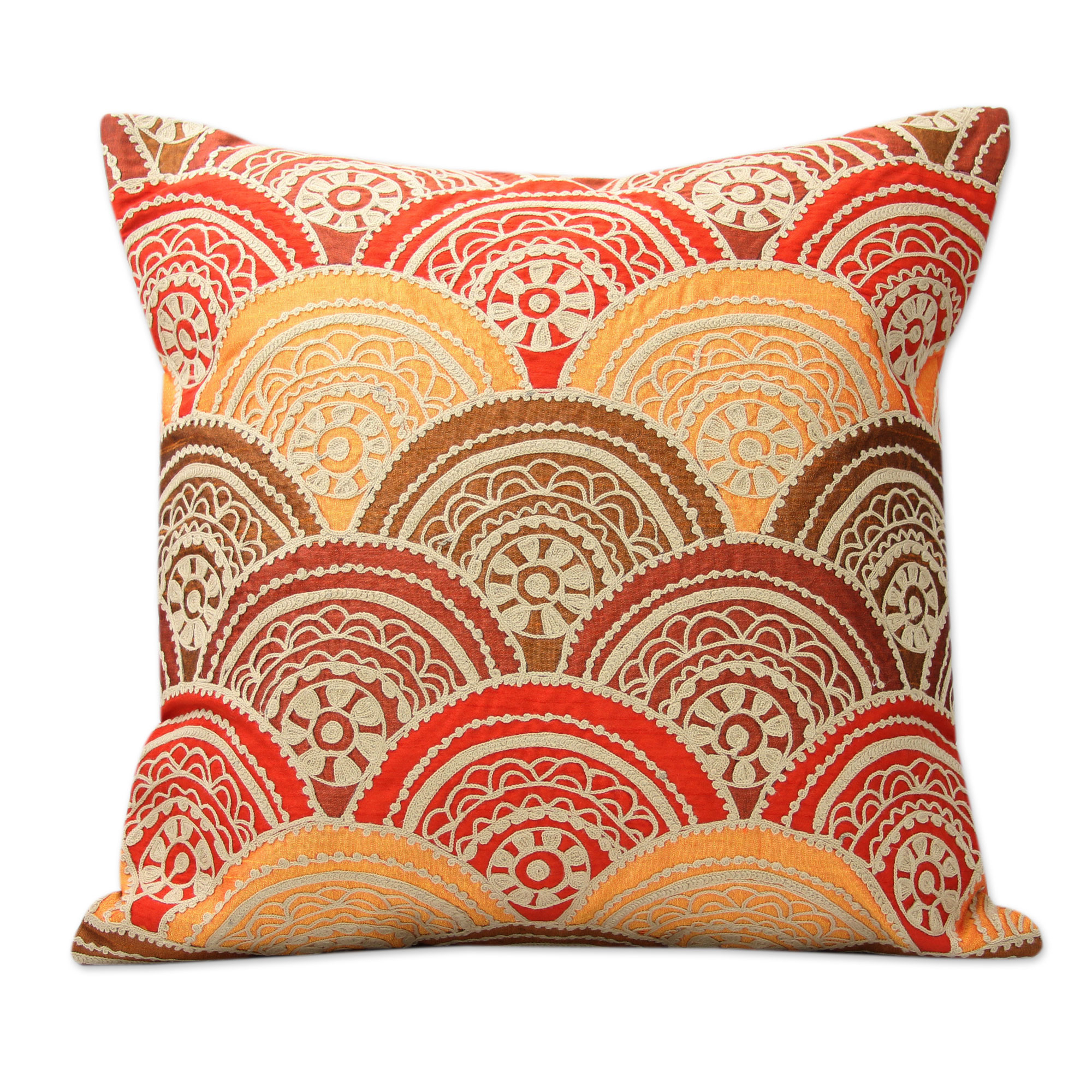 UNICEF Market | Aari - Indian Chain Stitch Embroidery Zippered Cushion ...