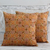 Cotton cushion covers, 'Morning Marigolds' (pair) - Chainstitch Cotton Cushion Covers in Autumn Colors (Pair) thumbail