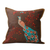 Embroidered cushion covers, 'Peaceful Peacock' (pair) - India Bird Theme Brown Embroidered Cushion Covers (Pair) (image 2b) thumbail