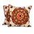 Beaded cotton cushion covers, 'Orange Mandala' (pair) - Ecru Cotton Cushion Covers with Orange Embroidery (Pair) thumbail