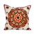 Beaded cotton cushion covers, 'Orange Mandala' (pair) - Ecru Cotton Cushion Covers with Orange Embroidery (Pair) (image 2b) thumbail