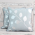 Cotton cushion covers, 'Drifting Leaves' (pair) - Pale Blue Cotton Cushion Covers with Silver Leaves (Pair) (image 2) thumbail