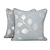 Cotton cushion covers, 'Drifting Leaves' (pair) - Pale Blue Cotton Cushion Covers with Silver Leaves (Pair) thumbail