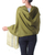 Silk and wool shawl, 'Olive Forest' - India Olive Green Silk and Wool Shawl (image 2c) thumbail