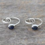 Labradorite toe rings, 'Curls' (pair) - Sterling Silver Labradorite Toe Rings from India (Pair)