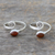 Carnelian toe rings, 'Curls' (pair) - Handcrafted Carnelian and Sterling Silver Toe Rings (Pair) thumbail