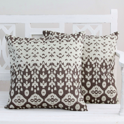Cotton cushion covers, Abstract Leaves (pair)