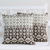 Cotton cushion covers, 'Abstract Leaves' (pair) - India Cotton Print Beige Brown Cushion Covers (Pair) thumbail