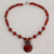 Karneol- und Granatblüten-Halskette - Handgefertigte Halskette mit Blumenanhänger aus Karneol und Granat