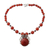 Carnelian and garnet flower necklace, 'Mystical Blossom' - Handcrafted Floral Pendant Necklace Carnelian and Garnet